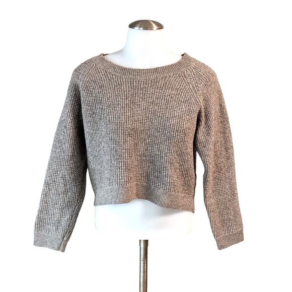 Vince Sweaters - Vince Thermal Chubby Cropped Sweater Women’s Medium Yak Wool Blend Taupe Gray